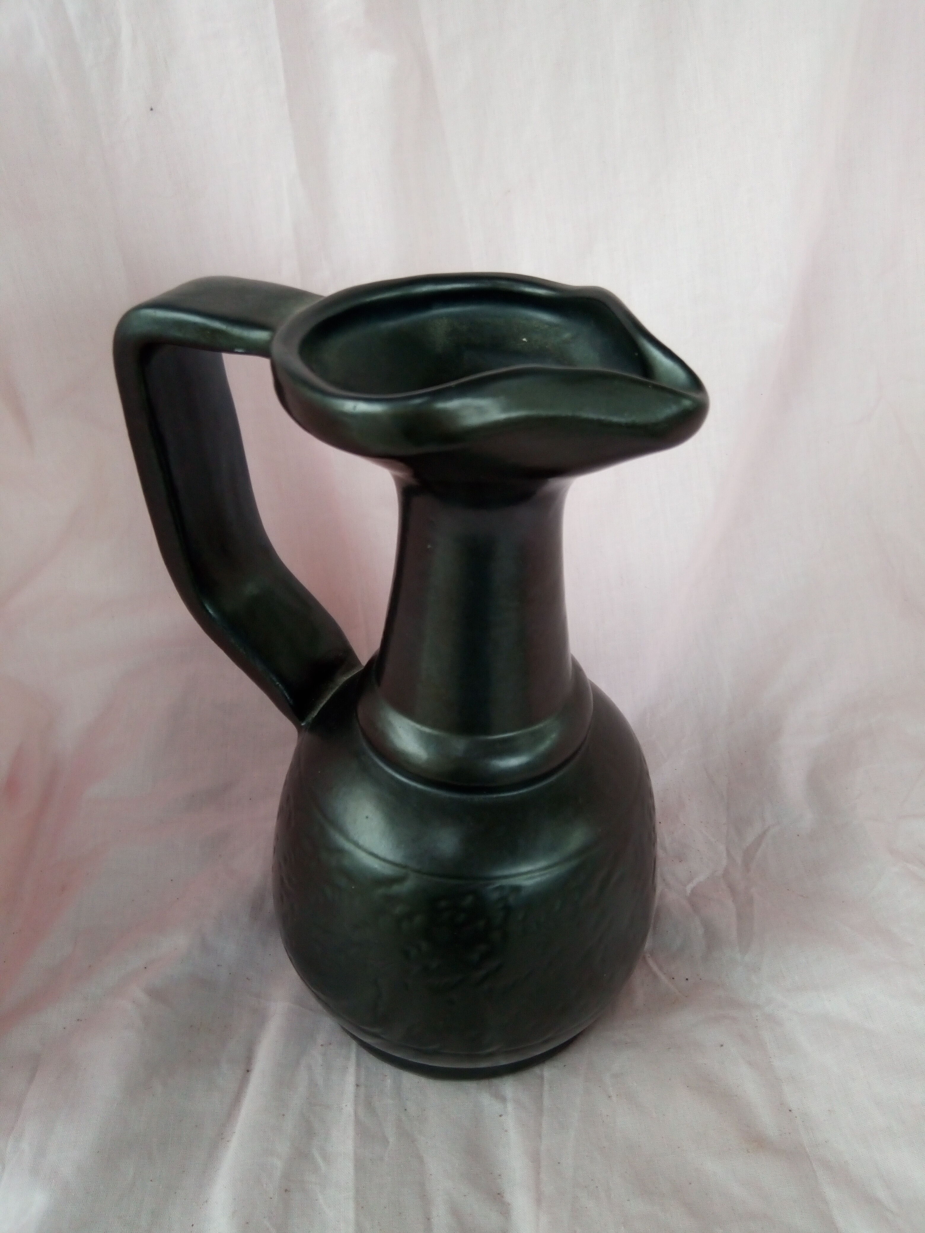 Black ceramic pitcher Vallauris by Lunetta