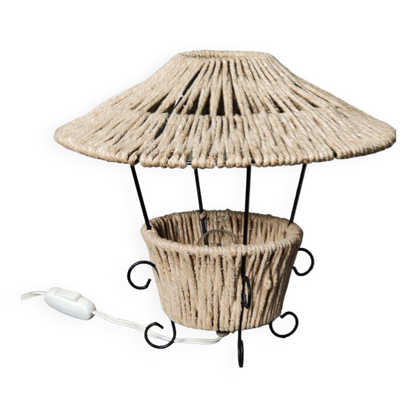 Lampe métal et corde 1960