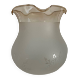 Set of 5 antique frosted glass lampshades with gold trim in Art Deco style