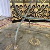 Wrought iron and glass dining table
