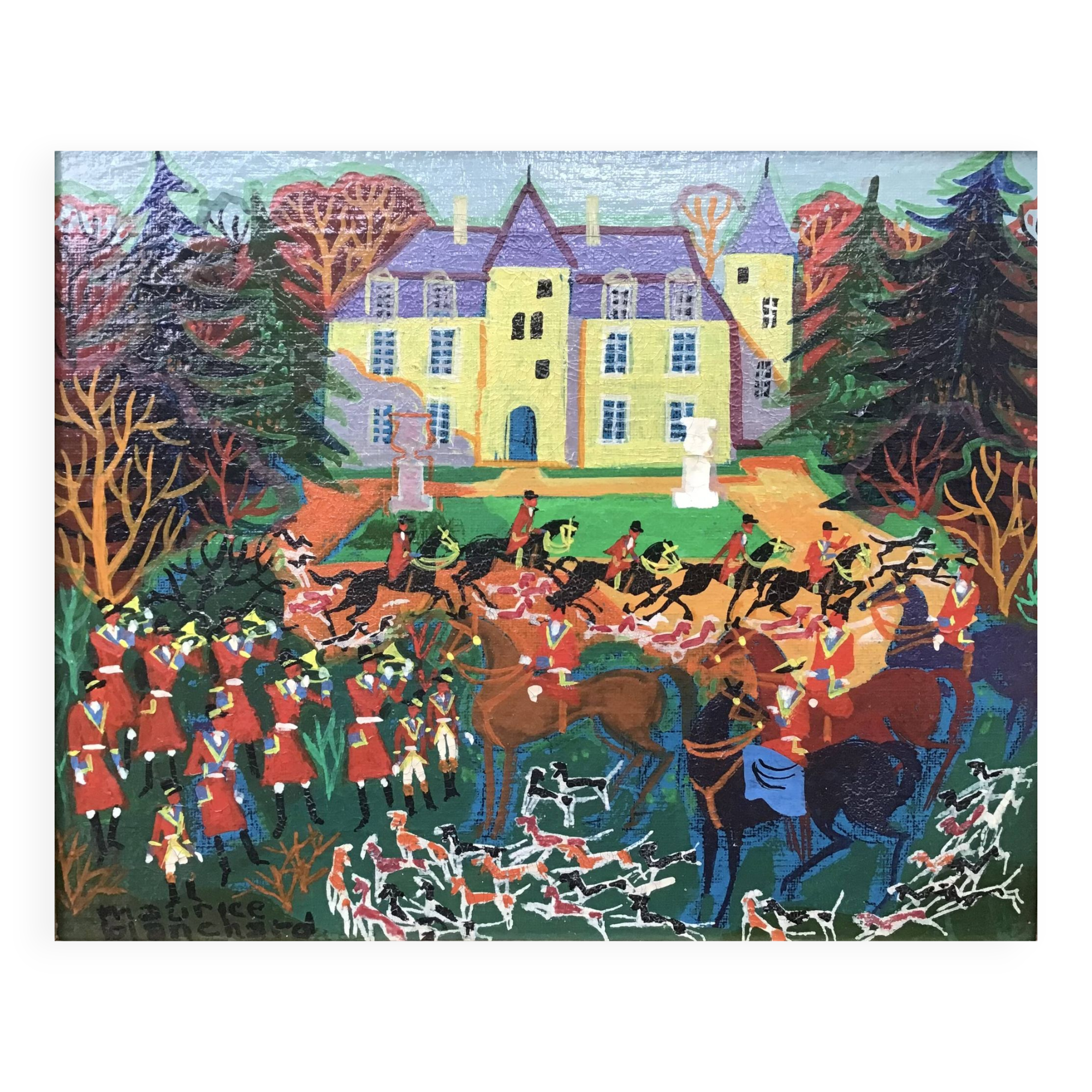 Hunting at the Castle Oil on canvas by Maurice Blanchard