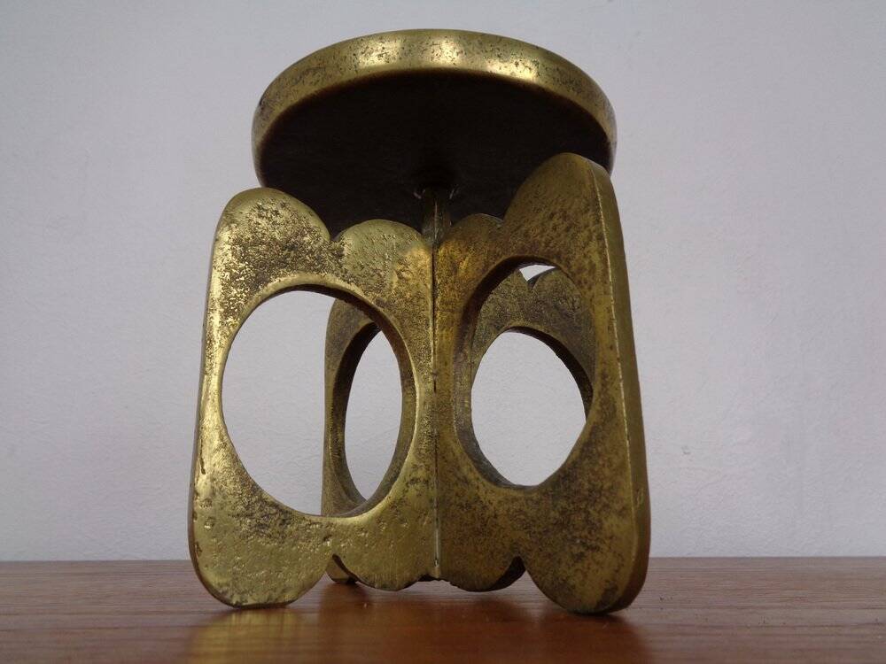Brutalist Bronze Candle Holder, 1960s