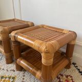 Pair of 70s bamboo bedside tables