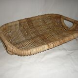 Large flat wicker basket 2 handles