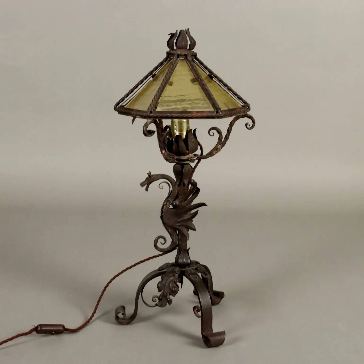 Antique table lamp in Neo-Renaissance style, iron, 20th century