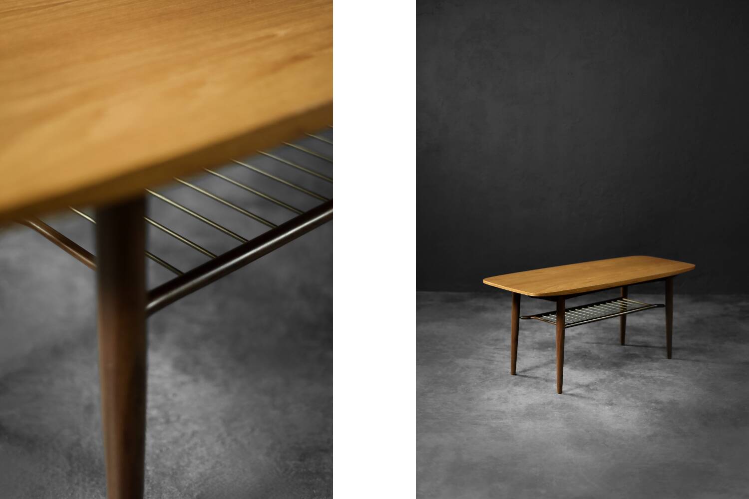 Low Mid-Century Danish Modern Teak Hyggebord 55 Coffee Table with shelf