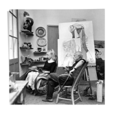 Photography, "Pablo Picasso and his model, Sylvette David", Vallauris, 1954 / 15 x 15 cm