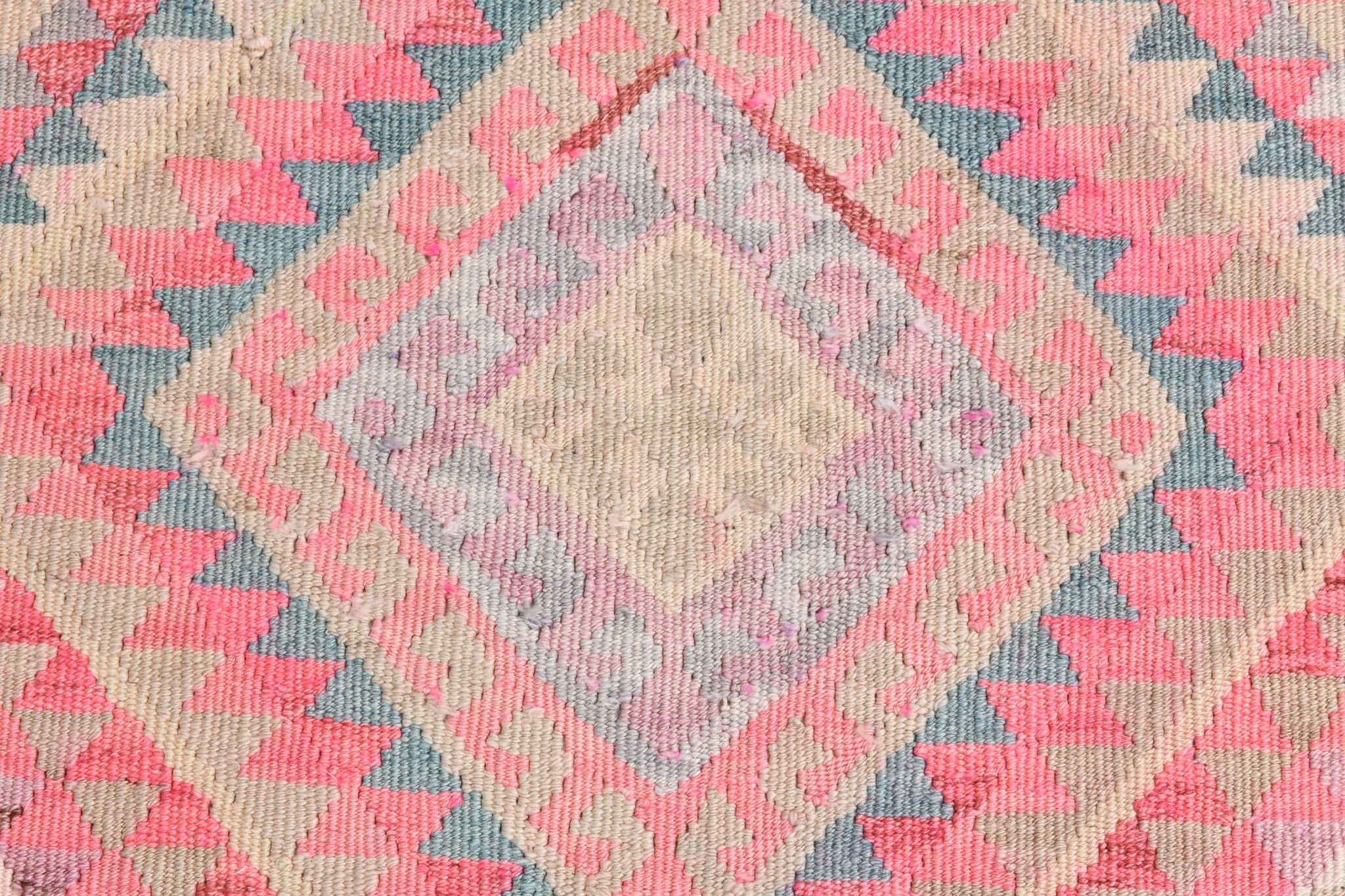 Pink Kilim Runner Rug, 94x404Cm