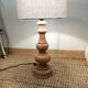 Vintage table lamp year 1980 in turned wood.