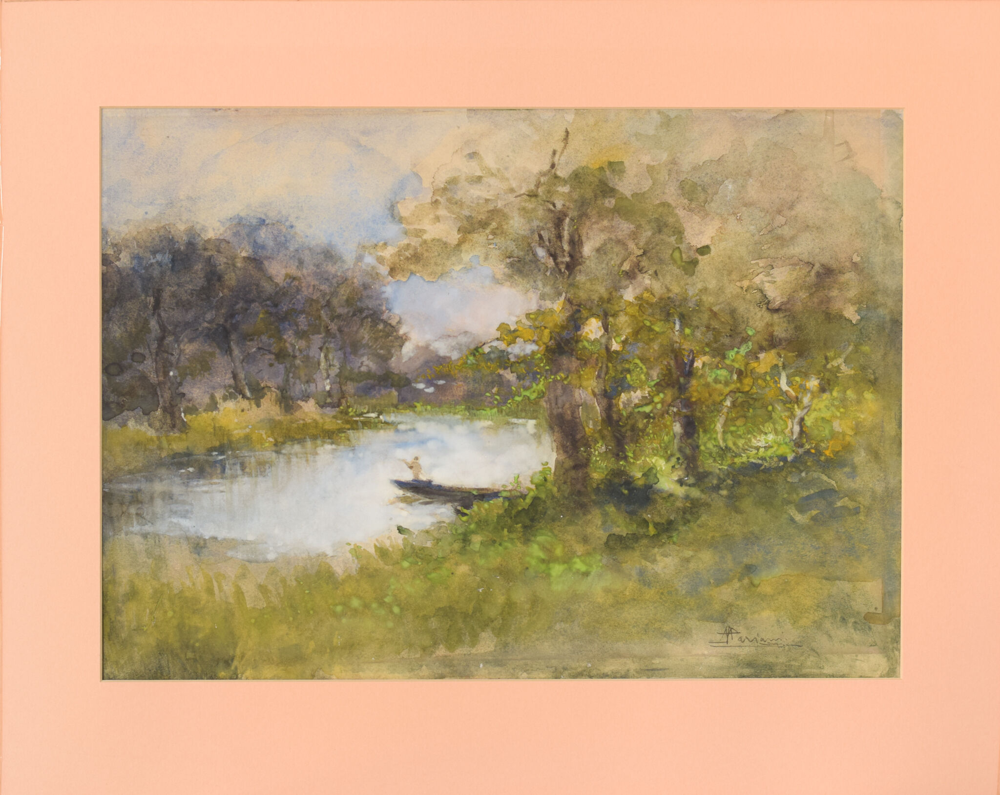« Le bateau sur la rivière » par Pompeo Mariani