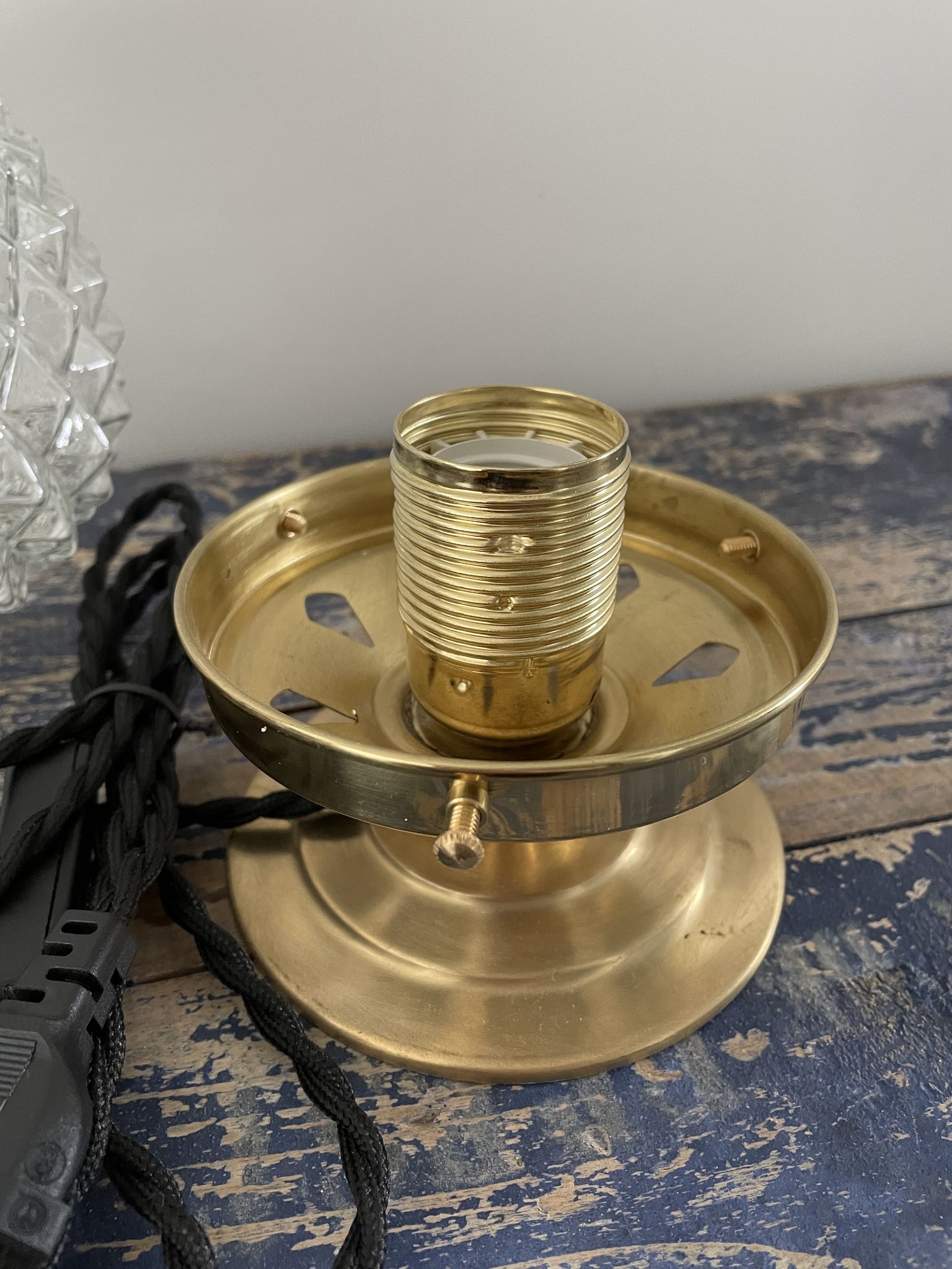Vintage glass table lamp with new electrified diamond tips