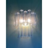 Contemporary Light-Blue “Tronchi”Murano Glass Wall Sconces in Venini Style - a Pair