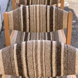 Suite of 4 chairs self beech brass and wool 1960
