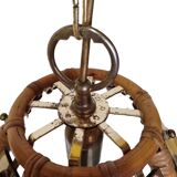 Vintage Bamboo Pendant Lamp With Decorative Glass From The 70s