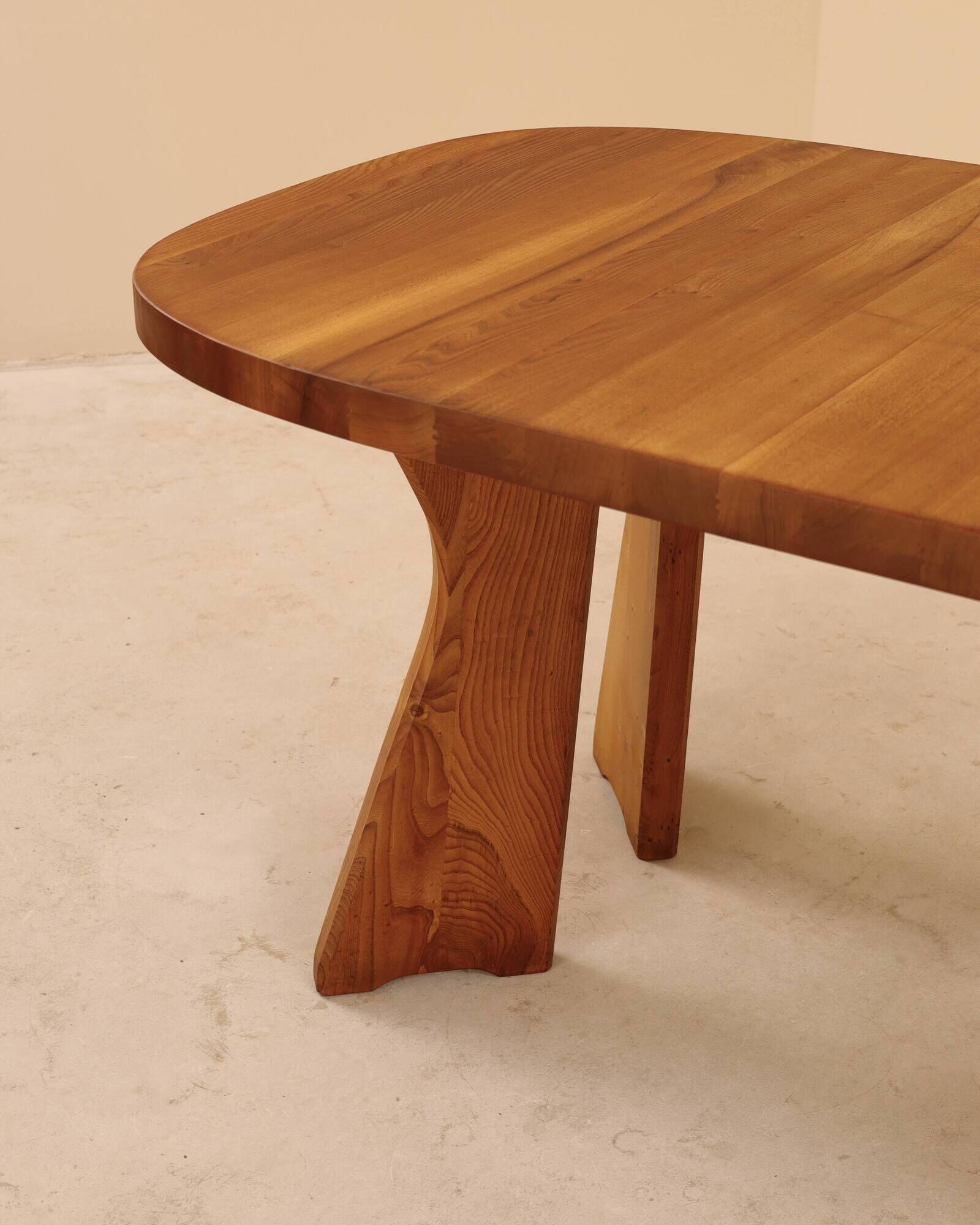 Table in solid elm, Atelier C. Demoyen, France, 1980s