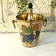 French vintage cloisonne champagne bucket with grape and vine design