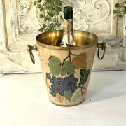 French vintage cloisonne champagne bucket with grape and vine design