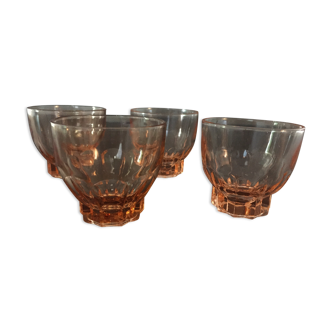 Set of 4 small glasses pink years 70