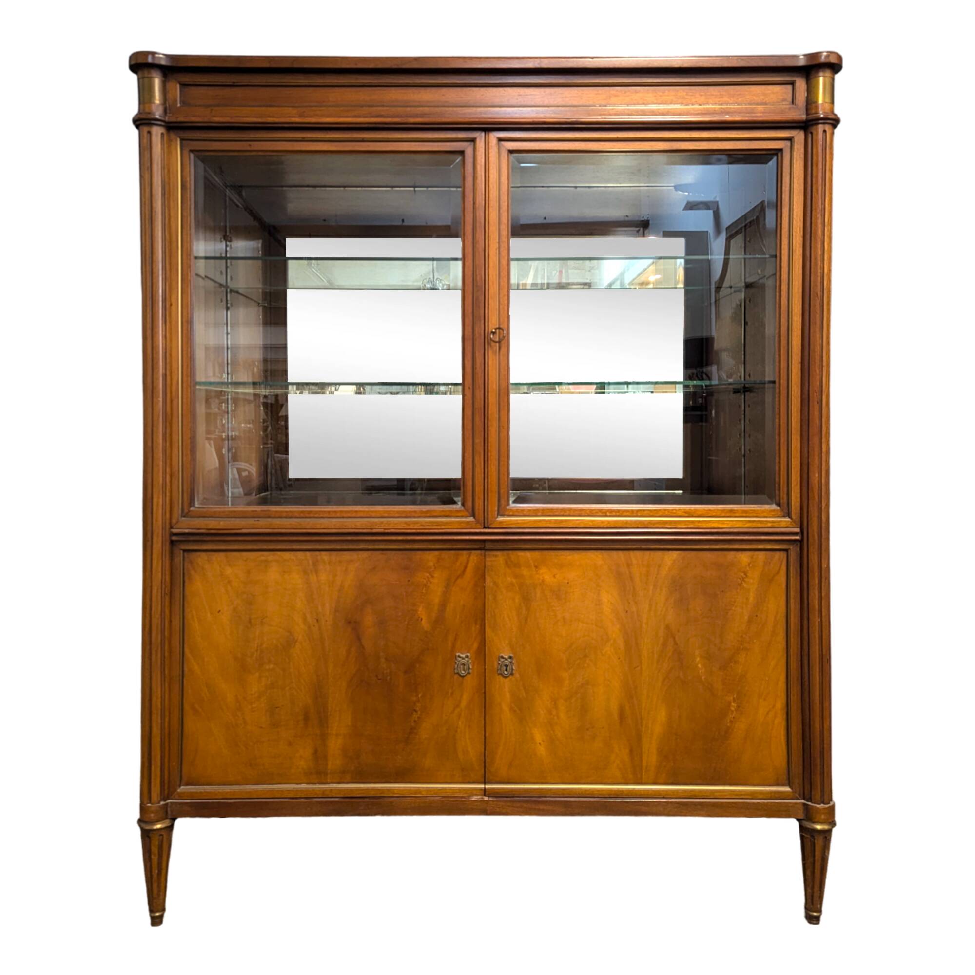Louis XVI style cherry wood display case