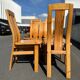 8 brutalist pine chairs, 1970s