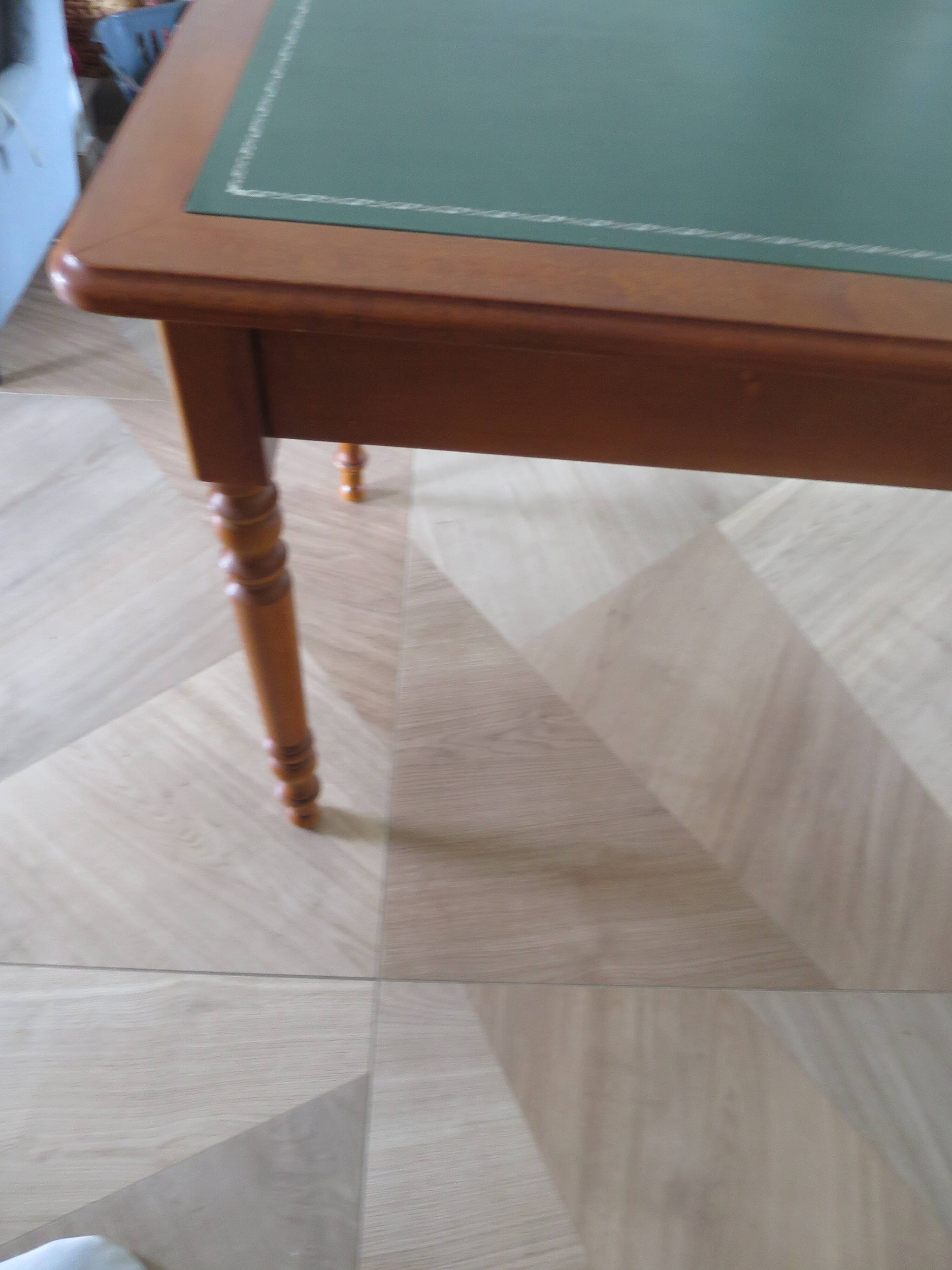 Minister's desk style L. Philippe – 2 drawers – cherry wood – faux leather desk mat