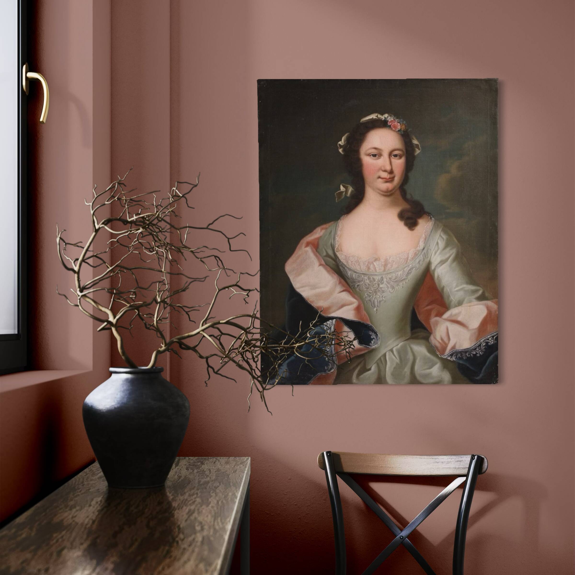 Antique 19th century portrait painting of a noblewoman
