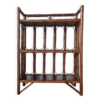 Etagère bibliothèque en rotin ancienne
