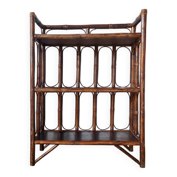 Etagère bibliothèque en rotin ancienne