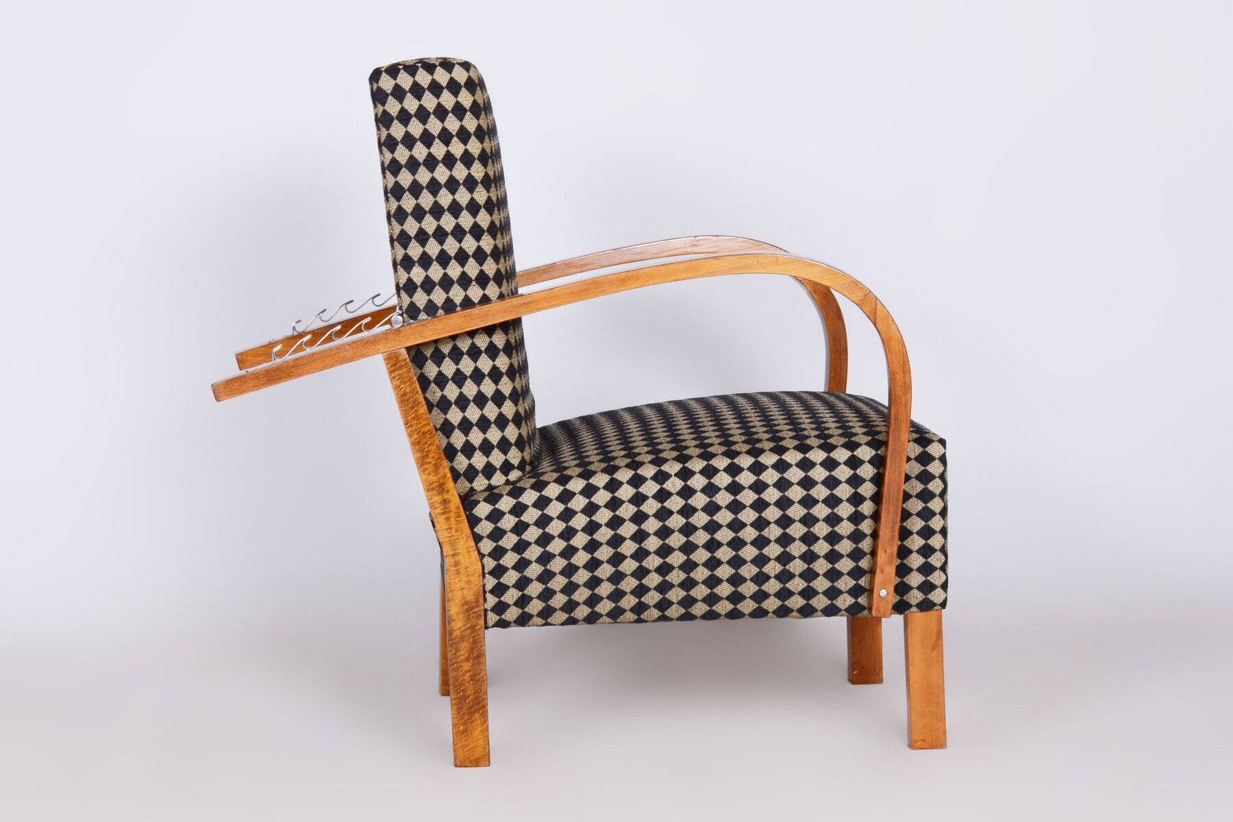 Art Deco Walnut Reclining Chairs, Czechia, 1930s, Set of 2