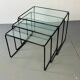 Modernist Italian steel and glass set of nesting tables, 1970s, set of 3