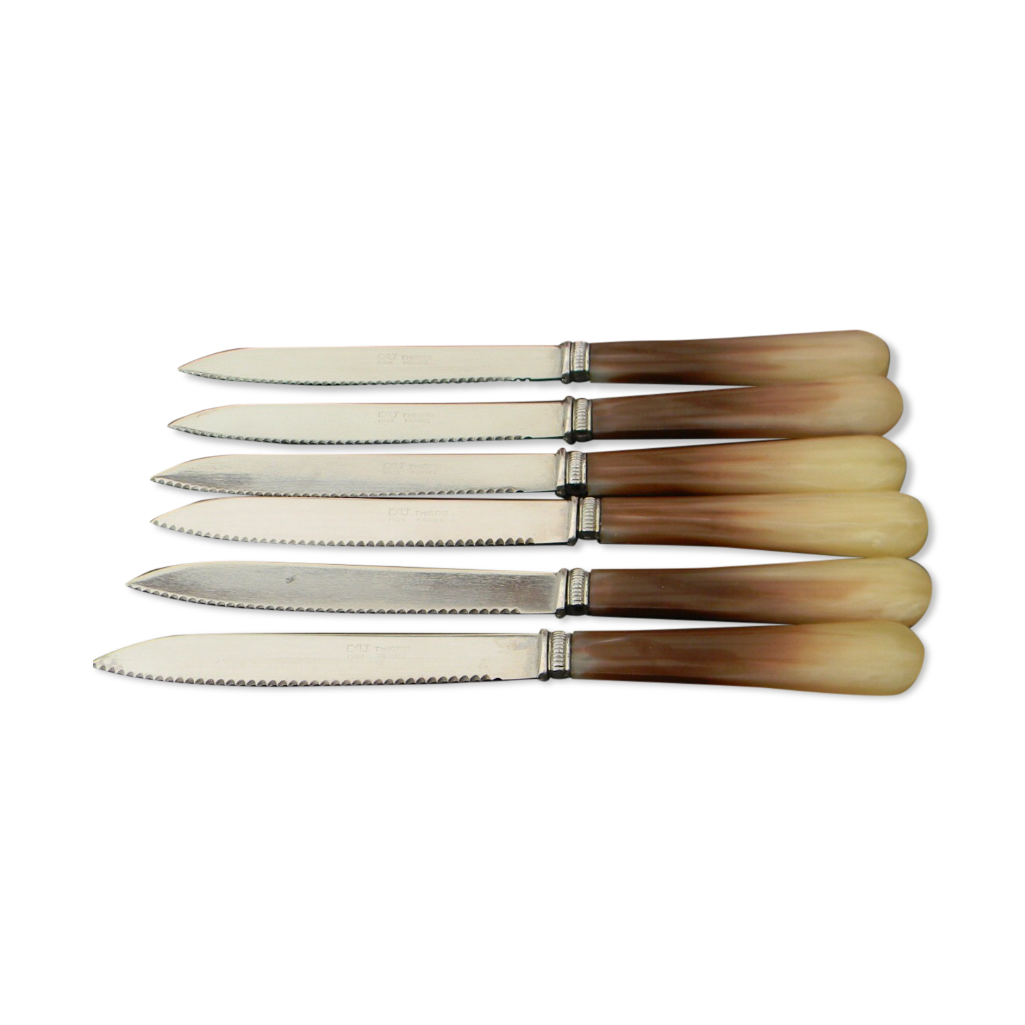 Lot de 6 couteaux vintage lame inox Thiers France
