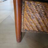 Woven rattan armchair and exotic wood - Colonial style - 1980s