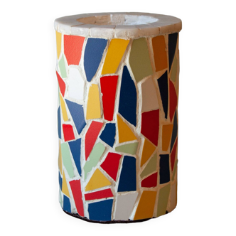 Ceramic pencil pot decorated with trencadis style mosaic. Mosaic glasses. versatile cup
