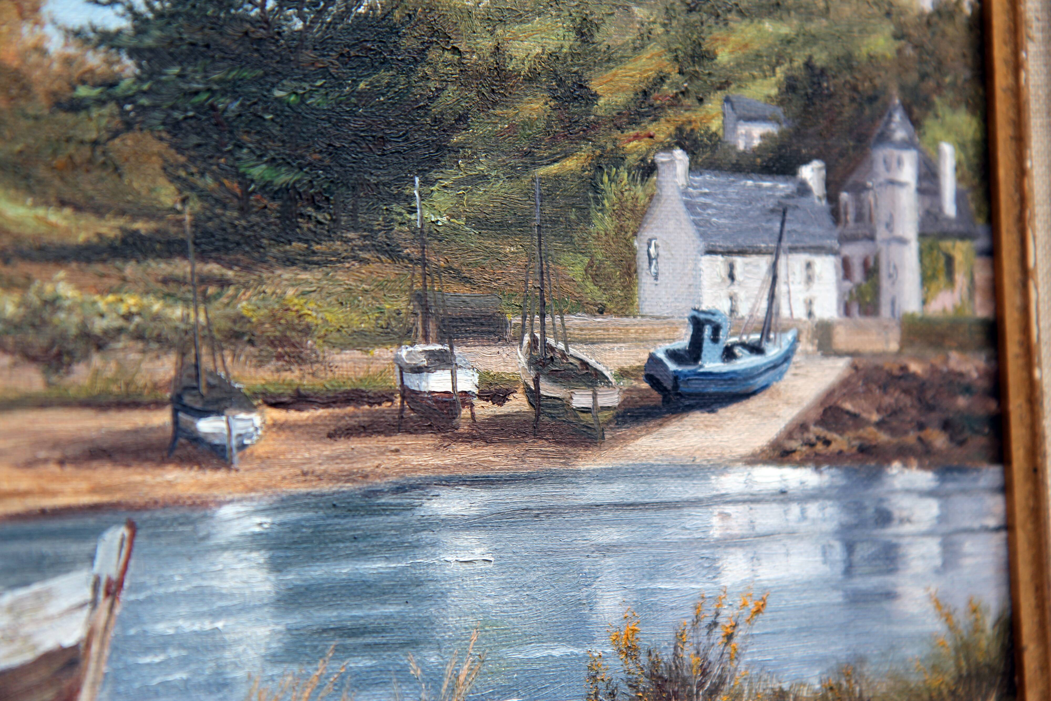 Tableau, peinture a l huile marine, champetre, 37 . 32 cm , signée