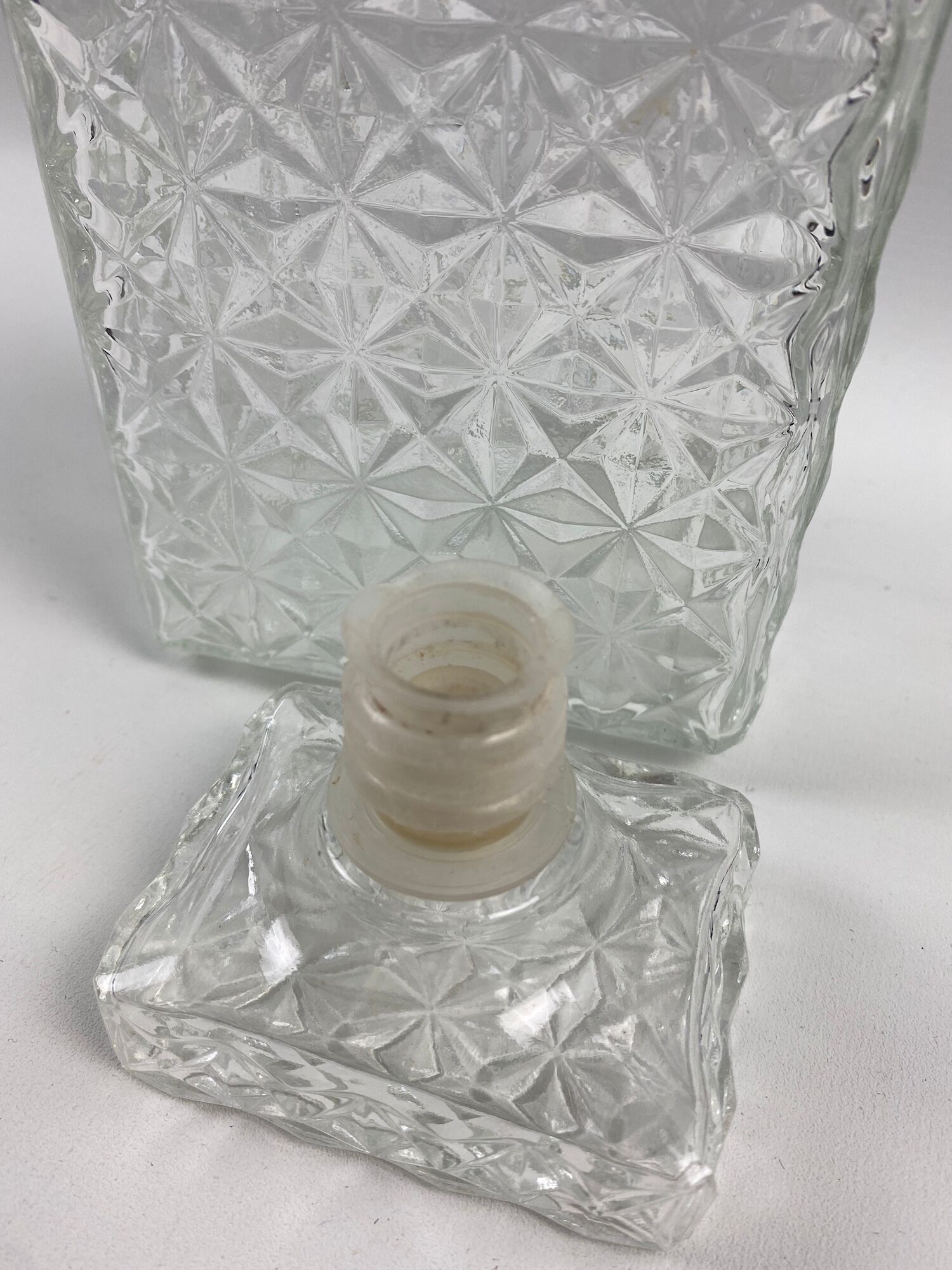 Thick glass whiskey carafe