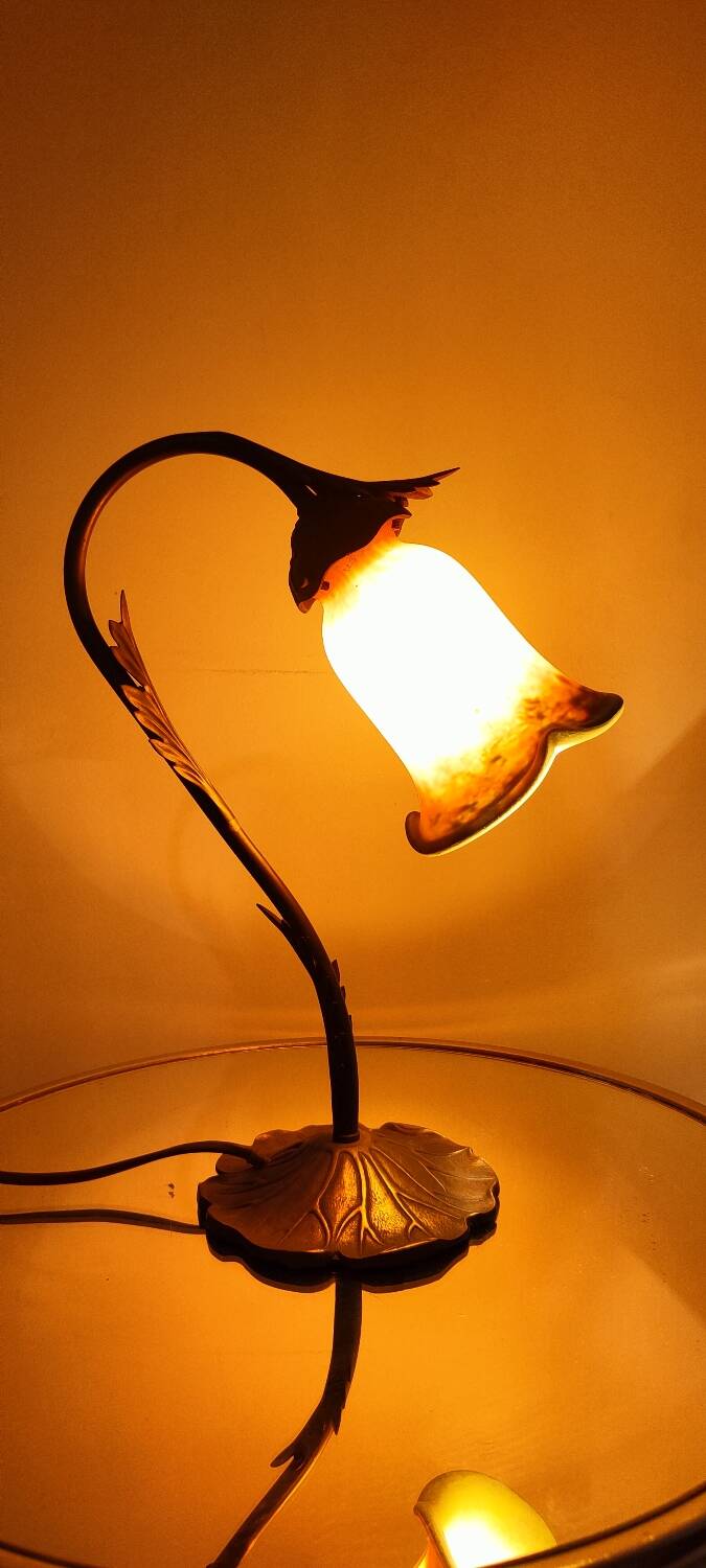 Two art nouveau style tulip lamps signed art de France