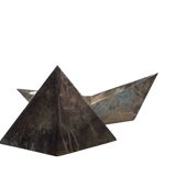 Modern silver-plated paper boat sculpture, Paola C. Aldo Cibic Italy 1980