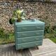 Commode vintage 1960 vert cèdre 4 tiroirs