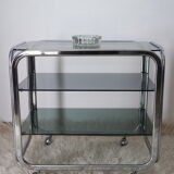 Side table serving chrome and vintage glass 70
