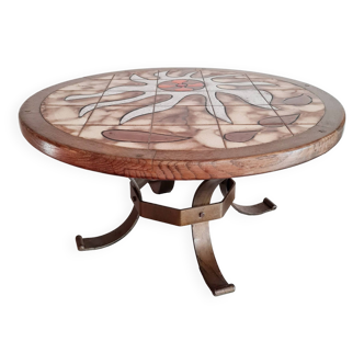 Table basse ronde céramique années 60