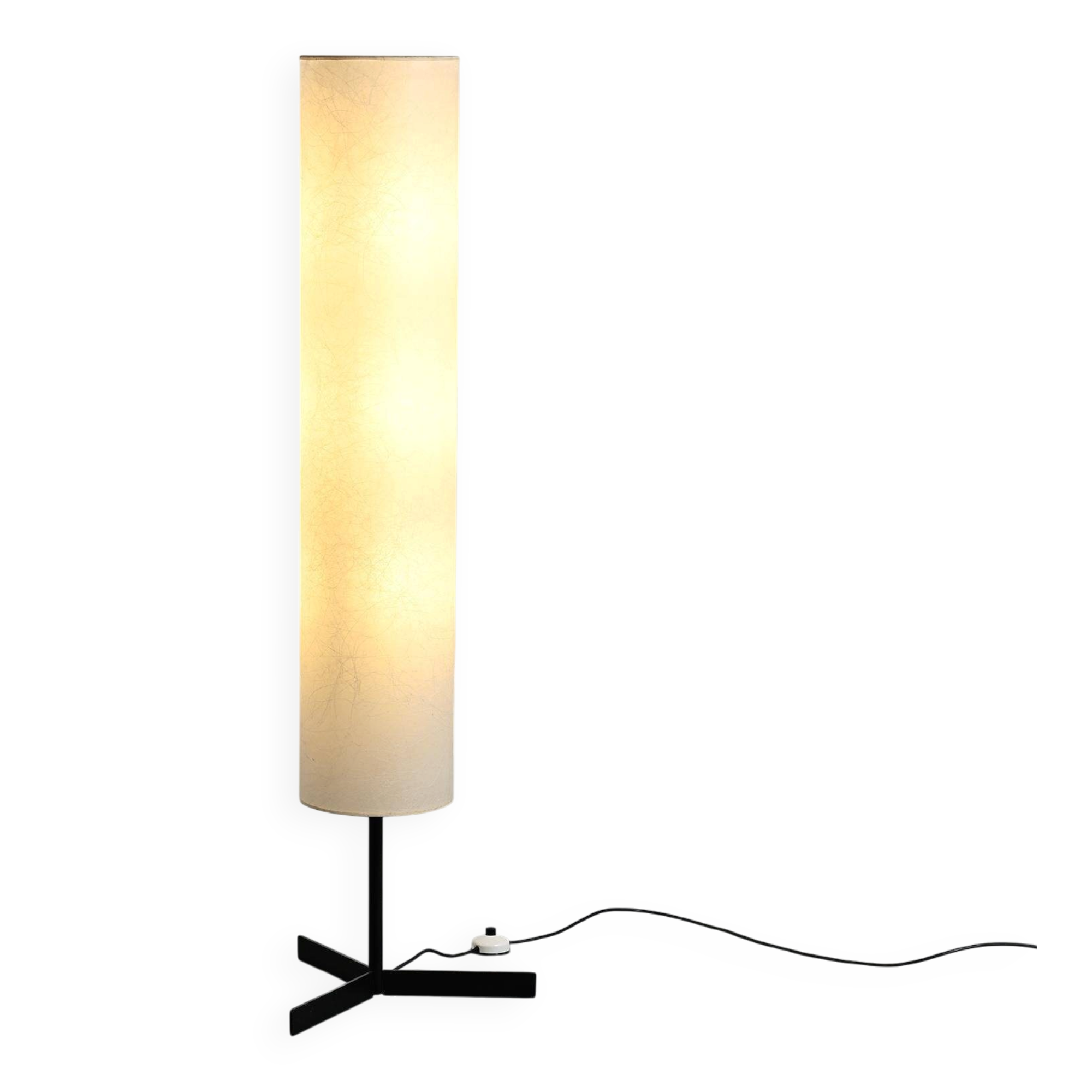 Rice paper and metal floor lamp, attributed to Temde, circa 1970.