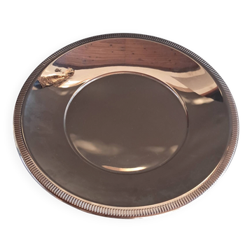 Round serving platter in 18/10 stainless steel "Perles" with original box – Jea