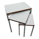 White Nesting Table Set with chrome frame and wood detail, 1970s