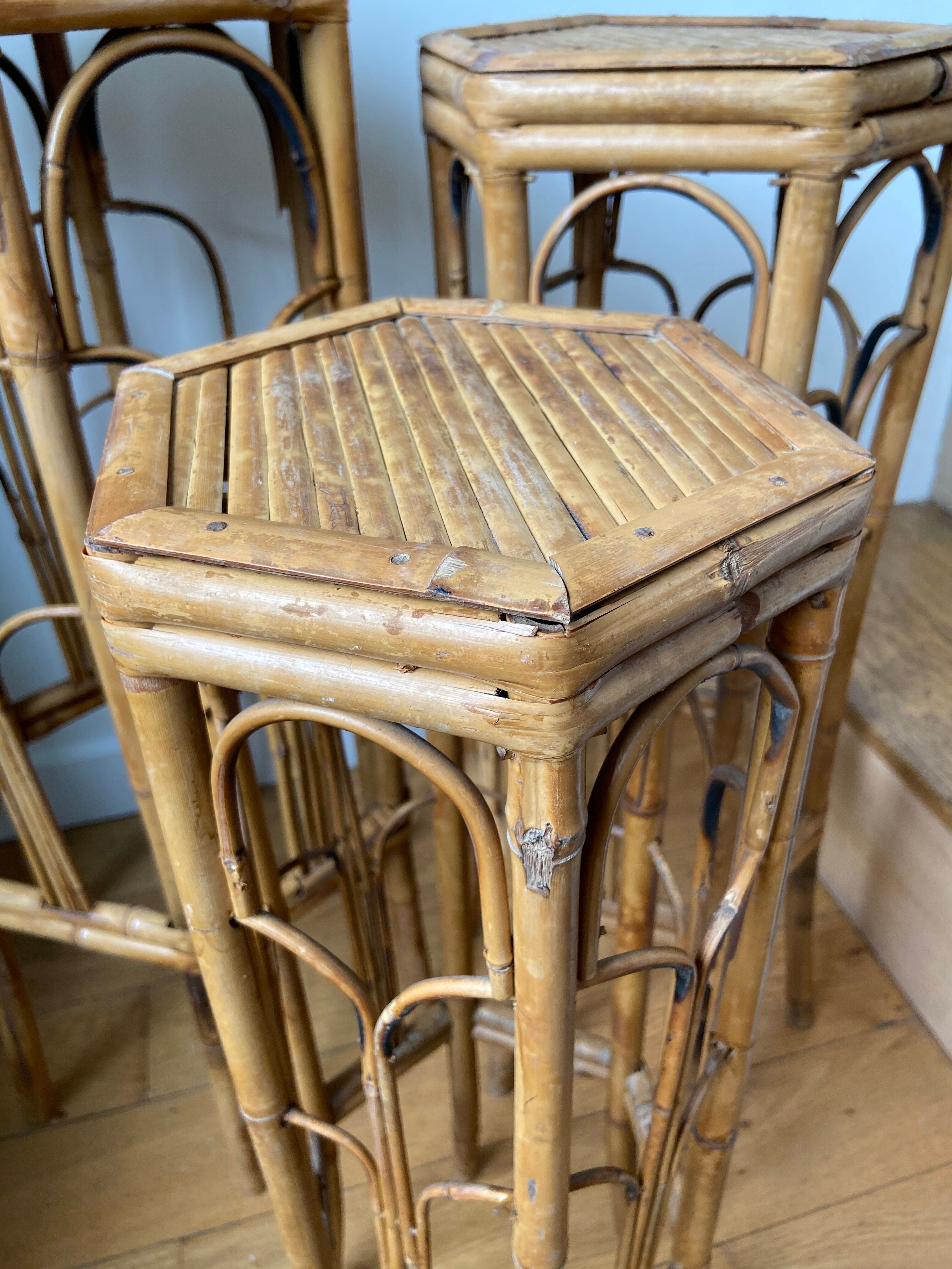 Trio of rattan gigognes harnesses
