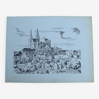 Small print/lithograph (?) by Jean Villette (1913-2005)