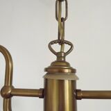 French Mid Century Bronze Effect Metal Double Billiard Light Glass Shades