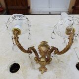 Paire d'Appliques Laiton , Verre .