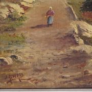 Landscape painting of the Calanques in the Mediterranean signed by Alberti.