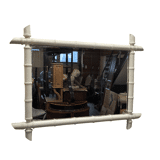 Large Vintage White Faux Bamboo Mirror, 1920/30s