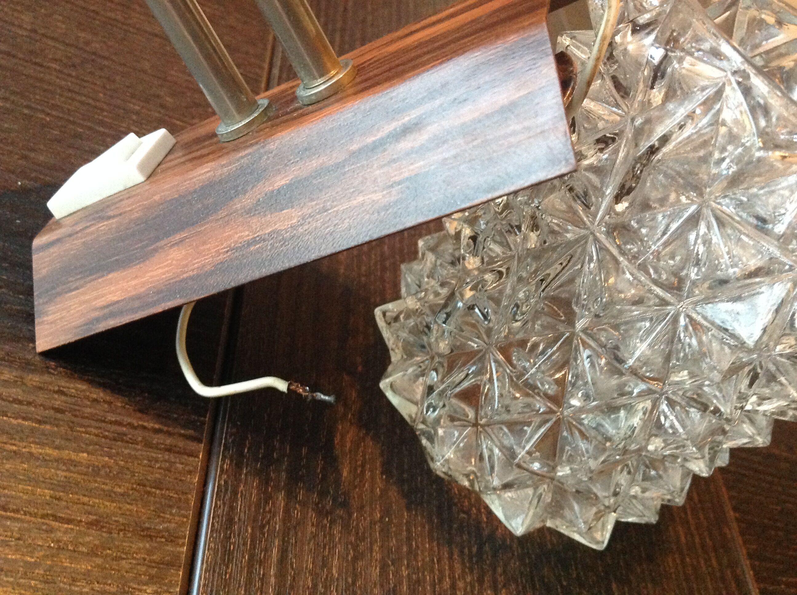 Structured glass wall lamp / vintage 60s-70s